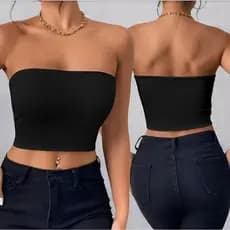 Top Tube Cropped Básico Feminino Tomara que Caia Suplex Confortável Verão Ajustado Casual Com Forro Duplo Sem Bojo