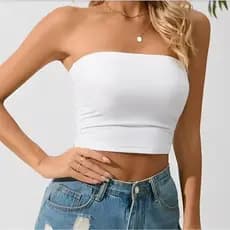 Top Tube Básico Feminino Tomara que Caia Suplex Confortável Verão Ajustado Casual Com Forro Duplo Sem Bojo