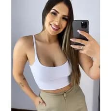 Cropped Feminino Regata Suplex Com Alça Fina Confortável Verão Casual Tamanho Unico Forro Duplo