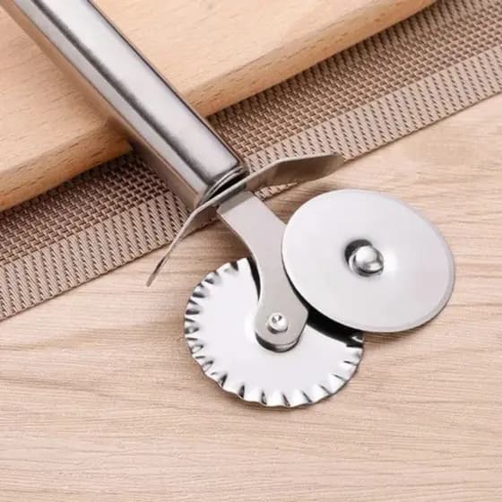 Carretilha Dupla Em Inox Para Cortar Massas Pizza / Pastel