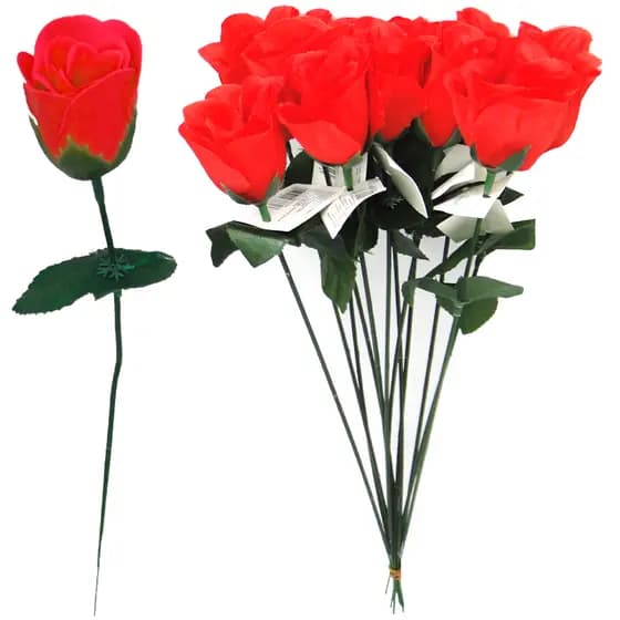 FLOR ARTIFICIAL / BOTAO DE ROSA COM 1 PECA 34,5CM