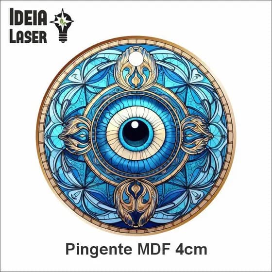 Mandala Mau-Olhado Olho Grego Mod3 - Pingente MDF - Arte Estilo Vitral