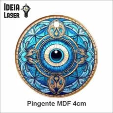 Mandala Mau-Olhado Olho Grego Mod3 - Pingente MDF - Arte Estilo Vitral