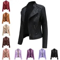 Jaqueta de couro feminina 5XG Plus Size Jaqueta curva fina retrô PU Jaquetas de couro Roupas de motocicleta