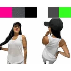 Regata academia camiseta tela transparente feminina