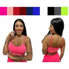 kit de 2 top alcinha cropped bojo removivel feminino academia e ginastica