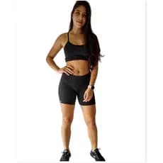 Kit 2 shorts básicos academia feminino cós alto suplex