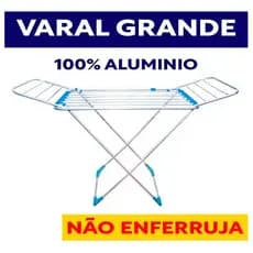Varal P/ Roupas De Chão 100% Alumínio Grande Reforçado Com Abas Dobrável Retrátil Resistente Aço