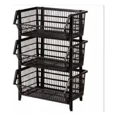 1 Und Cesto Expositor Reforçado Gondola Organizador Empilhável Multiuso Resistente 44 X 34 X 26 cm