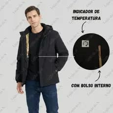 Jaqueta Impermeável com Forro Acolchoado Resistente a Água e Vento