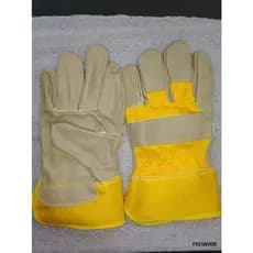 Luvas Mascara Soldador E Trab. Pesados Em Tecido / Couro Amarela Frdw008 - 26cm