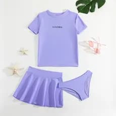 HT VEST Conjunto de 3 Peças de Praia Juvenil Feminino com Saia e Camisa - J3010