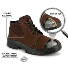 Bota De Segurança nobuck Bico Aço Maximo Conforto De Couro Legitimo