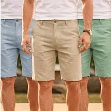 Bermuda Masculina de Sarja Brim Colorida Ideal para Passeios, Praia e Fim de Semana - SJ 01