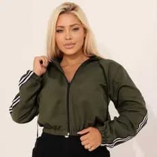 jaqueta feminina jaquetinha Tactel Estilosa  com Faixas Laterais Lançamento