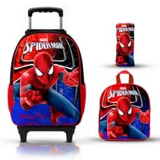 kit mochila lancheira infantil de rodinhas varios personsgens