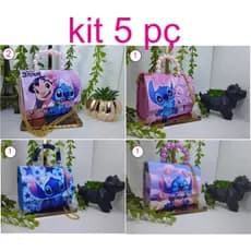 KIT BOLSA INFANTIL BLOGUEIRINHA TRANSVERSAL E DE MAO COM CORRENTE E PEROLA
