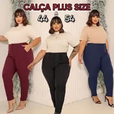 CALÇA ALFAIATARIA BENGALINE PLUS SIZE BOTÃO FORRADO BOLSO E ZIPER DETALHE PASSANTES MODELO TIPO SOCIAL ELEGANTE