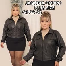 JAQUETA DE COURO PLUS SIZE BOMBER GRINGA CORTA VENTO COURINO G1 G2 G3