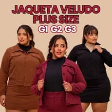 JAQUETA DE INVERNO PLUS SIZE VELUDO COTELÊ MANGA LONGA CASACO PLUSH CANELADO PUNHO BOTÕES G1 G2 G3
