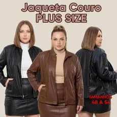 JAQUETA DE COURO FEMININA PLUS SIZE CASACO INVERNO ELEGANTE MODELO KABAN CASUAL COURINO CURVE ZÍPER