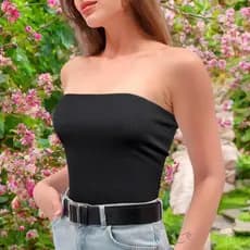 Top Tube Cropped Tomara que Caia Canelado Anaruga Grossinho Malha Premium Feminino Basico