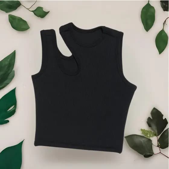 Cropped Feminino 2 alças Canelado Anaruga Moda Gringa Blogueira Verão 2024 Regata 3 alças