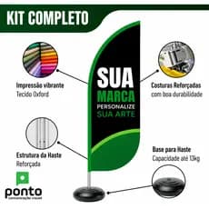Wind Banner Personalizado Tecido Frente E Verso Kit Completo Com Arte Gratis