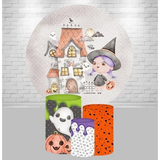 Trio de Cilindro + Painel decorativo festa Halloween