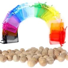 Bola de Cedro Anti Mofo Traça Bolor 30 Bolinhas + Sacos Organza Mix