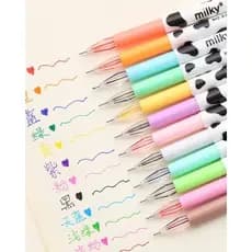 12 canetas  da vaquinha Escolar  caneta da vaquinha em gel milky leite vaca cores de caneta criativa Caneta Fina Colorida rosa canetonhas de ponta fina