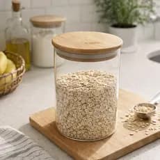 Pote de Mantimentos com Tampa de Bambu – Vedação Hermética, 500ml/550ml/800ml/950ml/1L/1,2L/1,8L