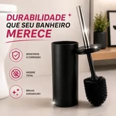 Kit Escova Sanitária com cabo Inox+ Suporte Limpeza Vaso Sanitário Banheiro