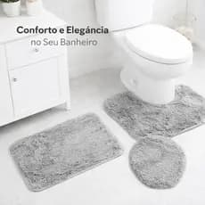 Jogo Tapete Banheiro 3 Peças Veludo Antiderrapante – Macio, Secagem Rápida, Conforto e Elegância