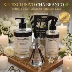 Kit Premium Chá Branco SenaMax - Sabonete 500ml + Home Spray + Difusor Aromas Completo