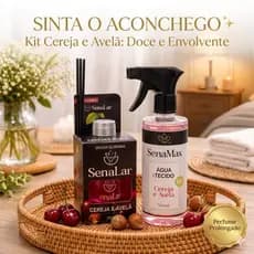 Kit Aromatizador Cereja e Avelã 750ml  Difusor + Água para Tecidos Perfume Casa Escritório