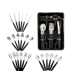 Kit Talheres 25 Peças com Porta-Talheres – Aço Inox, Design Moderno, Ideal para Cozinha e Mesa