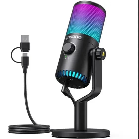 Maono DM30 RGB USB Microfone RGB Microfone para jogos computador jogos USB com ganho e iluminação RGB para PC, telefone