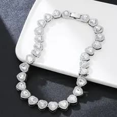 Corrente Colar Cuban Ice Diamante Cravejado Coração 40 cm e 45 cm
