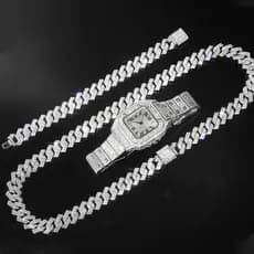 Kit Relógio Ice Diamante Cravejado Conjunto De Relógios 3 pçs