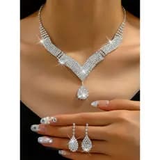 Colar Corrente Ice Diamante Cravejado Feminino Conjunto Colar mais Pinginte mais Brinco