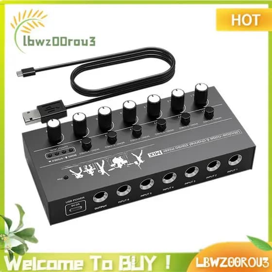 Mixer De Áudio Compacto De 6 Canais , Ruído Ultrabaixo , Estéreo De Alto Desempenho Para Guitarras , Teclados