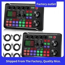F998 2 Pacotes Para Placa De Som Ao Vivo , Mixer De Áudio Portátil , Gravação De Podcast Transmissão Interface De Jogos