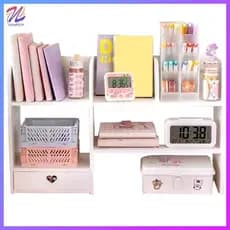 Organizador De Mesa De Papelaria De Camada Dupla Rack Acessórios Organizadores De Cosméticos Prateleira De Armazenamento