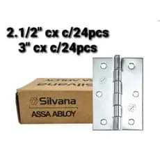 kit 24pçs Dobradiça aco zincado para moveis porta janelas 2.1/2 ou 3" Silvana
