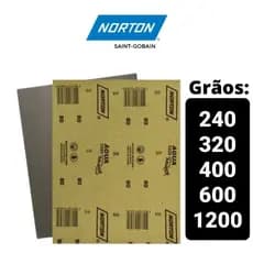 Lixa d agua para acabamento polimento NORTON T223 grão número 240, 320, 400, 600 e 1200 kit com 3lixas ou5lixas