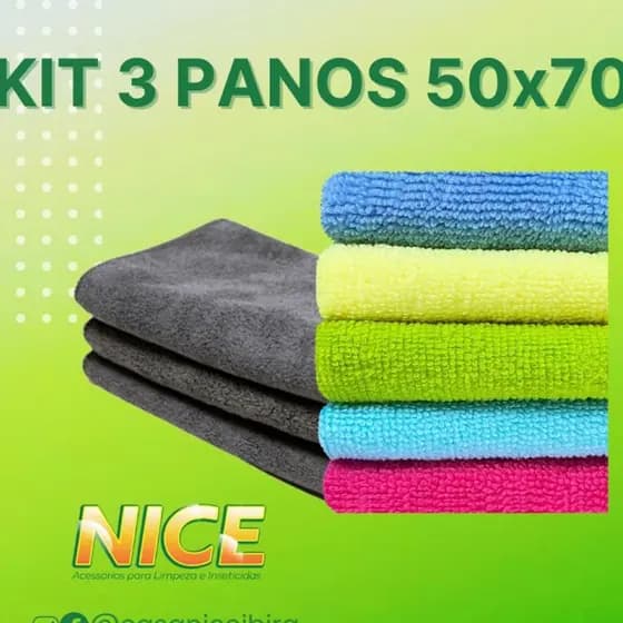 Pano microfibra para limpeza (kit 3 panos 50x70)