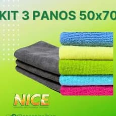 Pano microfibra para limpeza (kit 3 panos 50x70)