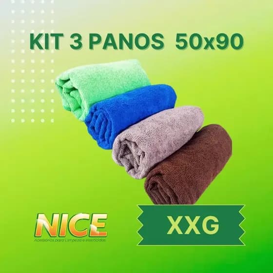 KIT 3 panos microfibra 50x90 - anti riscos e não solta fiapo