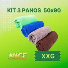 KIT 3 panos microfibra 50x90 - anti riscos e não solta fiapo